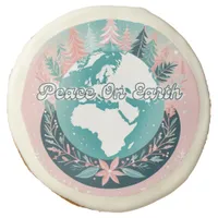 Pretty Pastel Festive Peace on Earth Christmas Sugar Cookie