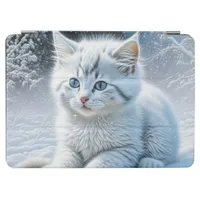 Cute White Cat Playing in the Snow   iPad Air Cover