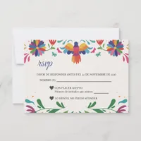 Folk Art Colorful Floral Fiesta Spanish Wedding RSVP Card