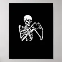 Skeleton Heart Hands Sign Halloween Costume Retro 