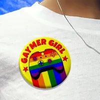 Gaymer Girl Cute Gay Gamer Rainbow Flag  Button