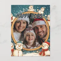 Customizable Snowman Happy New Year Postcard