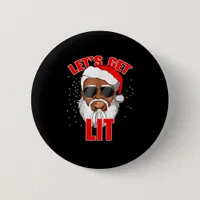 Let's Get Lit Drinking Santa Hat Christmas Lights  Button