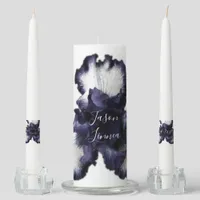 Dark Purple Minimalist Radiant Diaphanous  Modern  Unity Candle Set