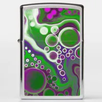Purple and Green Marble Fluid Art   Zippo Lighter