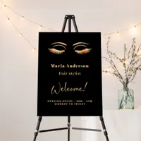 Black gold makeup artist opening hours welcome foam board