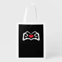 Skeleton Heart And Hands Funny  Grocery Bag