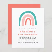 Budget Rainbow Kid's Birthday Party Invitation