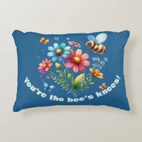 Floral Watercolor Monogram You're the Bee's Knees  Accent Pillow