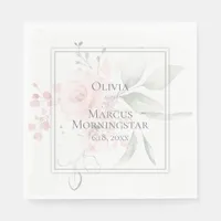Wedding Party Napkins Blush Watercolor Roses
