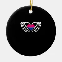 Bisexual Pride Skeleton Halloween Bi Goth Heart Cl Ceramic Ornament