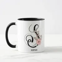 Alphabet Script Letter S Floral Monogram Flower Mug