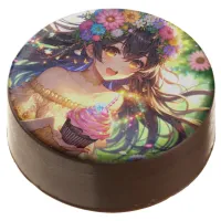 Pretty Anime Girl's Birthday Cupcake Chocolate Covered Oreo