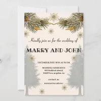 Botanical Rustic Pine Trees elegant winter wedding Invitation