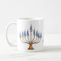 Menorah with Burning Candles Happy Hanukkah  Coffee Mug