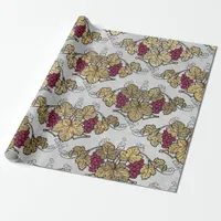 Burgundy Plum and Gold Wine themed Wrapping Paper