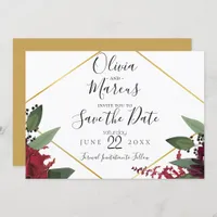 SAVE THE DATE  | Elegant Burgundy Marsala Floral 2 Invitation