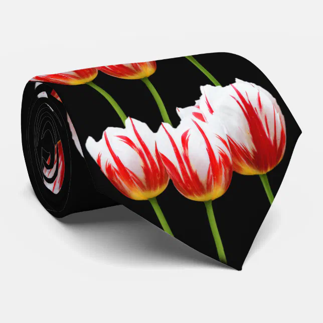 Elegant Maple Leaf Tulips Neck Tie