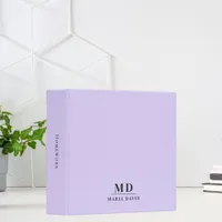 Violet lavender monogram initials name 3 ring binder