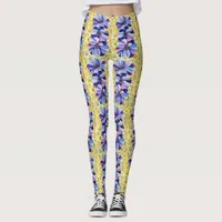 Delphinium  flowers painting leggings