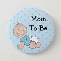 Mom To Be Blue Baby Boy Baby Shower Button