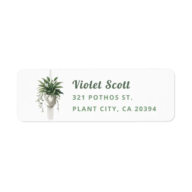 Boho Chic Botanical Greenery Plants  Minimalist  Label