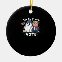 Treat Or Vote, Spooky Trumpkin, Halloween Graphic, Ceramic Ornament