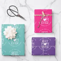 Best Mom Mum Ever Custom Teal Pink Lilac Wrapping Paper Sheets