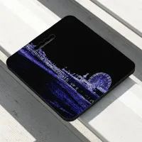 Santa Monica Pier Blue Neon Night Photo Edit Seat Cushion