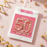 Pink Gold Glitter Confetti 50th Birthday Party Favor Bag