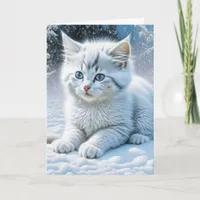 Cat Playing in the Snow | Thinking About You Card