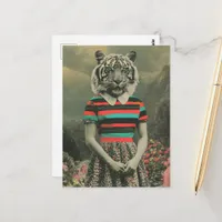 Surreal Tiger in Human Clothes Postcard