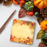 Fall Autumn Leaves on Old Paper Background Post-it Notes