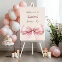 Pink bow cream beige Sweet 16 welcome Foam Board