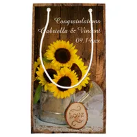 Rustic Sunflowers Garden Wedding Congratulations Small Gift Bag
