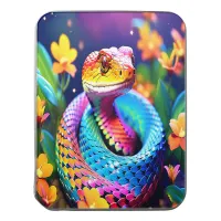 Cobra snake with vibrant turquoise pink and yellow jigsaw puzzle