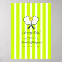 Serving (Age) Neon Pickleball Birthday Welcome Poster