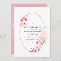 Pink Spring Cherry Blossom Wedding Photo Save The Date