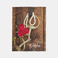 Red Roses and Horse Bit Country Western Fleece Blanket