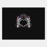 Skeleton Hand Heart USA Patriotic American Bold  Sign