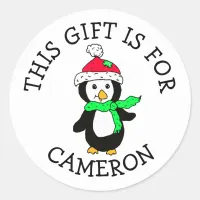 This Gift is For Name Tag Cute Penguin Christmas