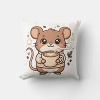 Cute Mouse Latte Love Throw Pillow
