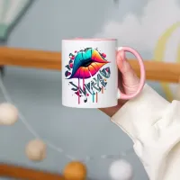 Vibrant Graffiti-Style Colorful Lips Mug