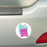 Book Lover Fun Reading Love Logo Design Car Magnet