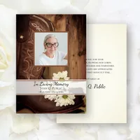 White Daisy Cowboy Boot Funeral Memorial Sympathy Thank You Card