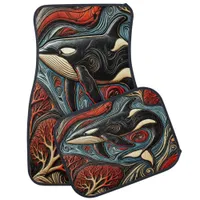 Marine Elegance: Whales in Motion Car Floor Mat