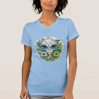 Extraterrestrial Alien in Flowers Starry Night T-Shirt