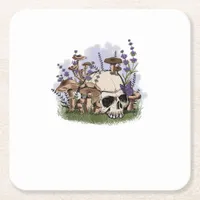 Cottagecore Aesthetic Mushroom Man Goblincore Fant Square Paper Coaster