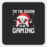 Tis The Season To Gaming Christmas Gamer Heartbeat Square Sticker