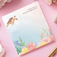 Watercolor Sea Turtle Coral Personalized  Notepad